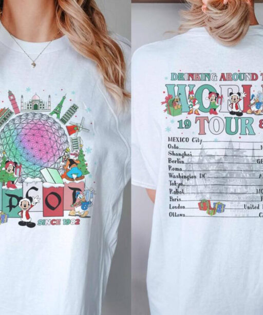 Epcot Christmas Shirt, Epcot world tour Christmas shirt, Mickey And Friends, Drinking Around the World Tshirt, Mickey Christmas Shirt