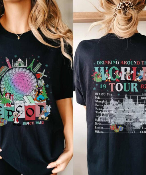 Epcot Christmas Shirt, Epcot world tour Christmas shirt, Mickey And Friends, Drinking Around the World Tshirt, Mickey Christmas Shirt