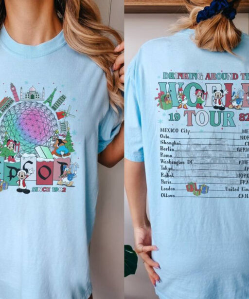 Epcot Christmas Shirt, Epcot world tour Christmas shirt, Mickey And Friends, Drinking Around the World Tshirt, Mickey Christmas Shirt