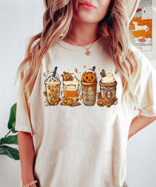 Fall Coffee Shirt, Halloween Coffee Shirt, Cute Pumpkin Latte Shirt, Pumpkin Spice Latte Shirt, Coffee Lover Halloween Shirt,Halloween Shirt