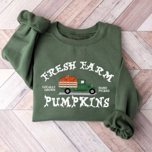 Farm Fresh Pumpkin Sweatshirt, Fall Crewneck Sweatshirt, Pumpkin Shirt, Fall Sweater, Pumpkin Patch Sweatshirt, Womens Fall Shirt, Fall Gift