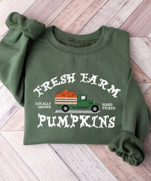 Farm Fresh Pumpkin Sweatshirt, Fall Crewneck Sweatshirt, Pumpkin Shirt, Fall Sweater, Pumpkin Patch Sweatshirt, Womens Fall Shirt, Fall Gift