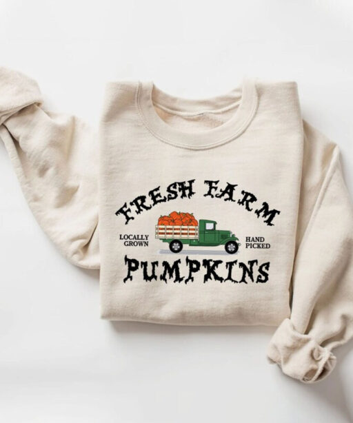 Farm Fresh Pumpkin Sweatshirt, Fall Crewneck Sweatshirt, Pumpkin Shirt, Fall Sweater, Pumpkin Patch Sweatshirt, Womens Fall Shirt, Fall Gift