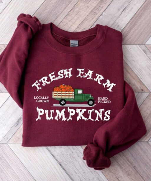 Farm Fresh Pumpkin Sweatshirt, Fall Crewneck Sweatshirt, Pumpkin Shirt, Fall Sweater, Pumpkin Patch Sweatshirt, Womens Fall Shirt, Fall Gift