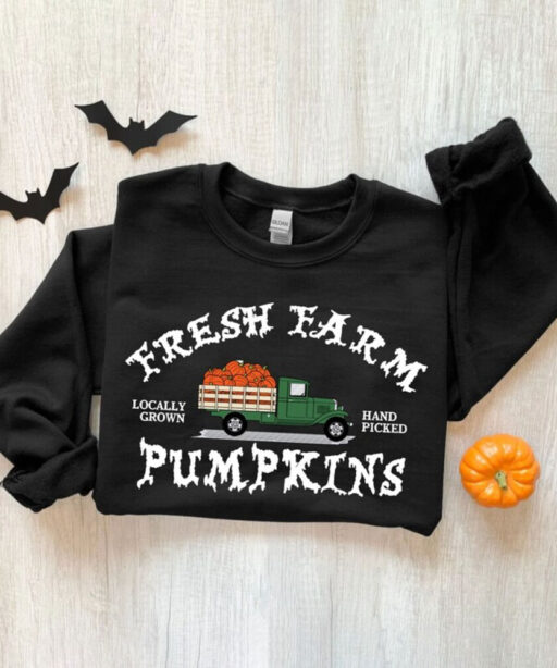 Farm Fresh Pumpkin Sweatshirt, Fall Crewneck Sweatshirt, Pumpkin Shirt, Fall Sweater, Pumpkin Patch Sweatshirt, Womens Fall Shirt, Fall Gift