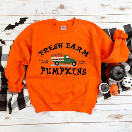 Farm Fresh Pumpkin Sweatshirt, Fall Crewneck Sweatshirt, Pumpkin Shirt, Fall Sweater, Pumpkin Patch Sweatshirt, Womens Fall Shirt, Fall Gift