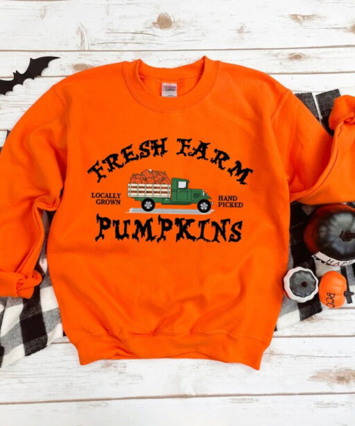 Farm Fresh Pumpkin Sweatshirt, Fall Crewneck Sweatshirt, Pumpkin Shirt, Fall Sweater, Pumpkin Patch Sweatshirt, Womens Fall Shirt, Fall Gift