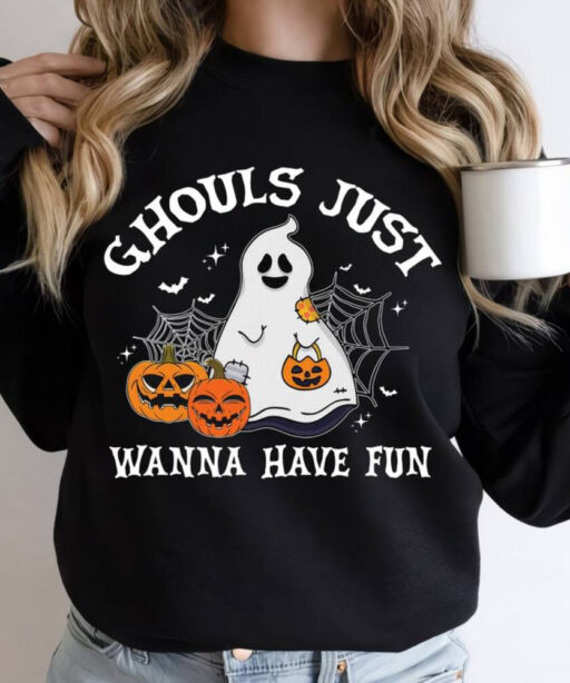 Funny Ghouls Just Wanna Have Fun Sweatshirt, Retro Ghost Boo Comfort Color Shirt, Let's Go Ghouls, Disney Halloween Shirt, Disney Halloween