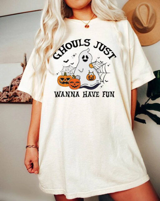 Funny Ghouls Just Wanna Have Fun Sweatshirt, Retro Ghost Boo Comfort Color Shirt, Let's Go Ghouls, Disney Halloween Shirt, Disney Halloween