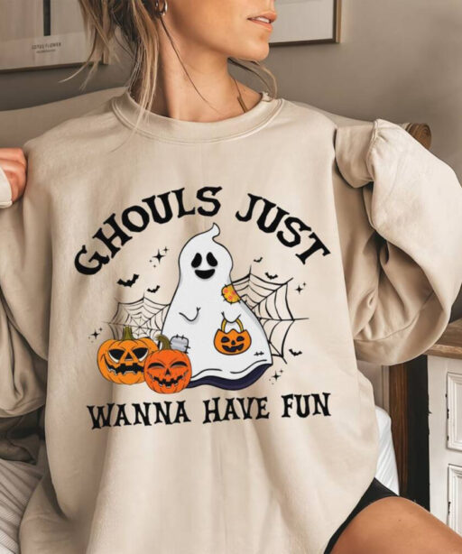 Funny Ghouls Just Wanna Have Fun Sweatshirt, Retro Ghost Boo Comfort Color Shirt, Let's Go Ghouls, Disney Halloween Shirt, Disney Halloween