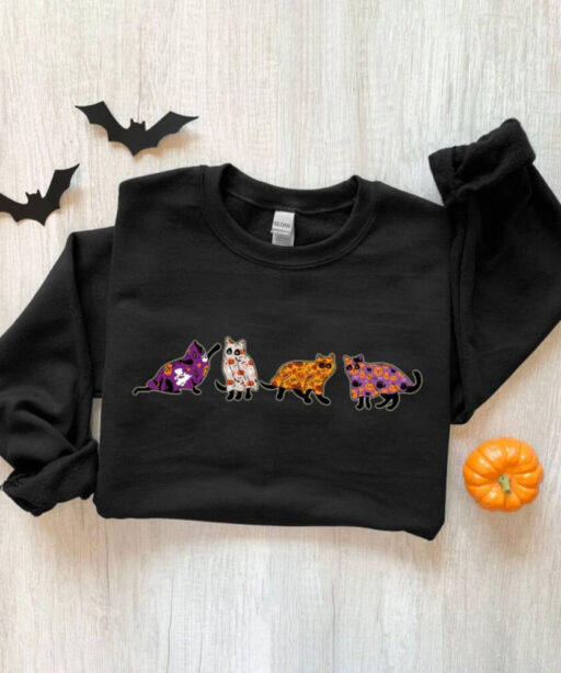 Ghost Cat Shirt, Halloween Cat Shirt, Black Cat Sweatshirt, Cool Halloween Cat Shirt, Cat Lover Shirt, Black Cat Shirt, Spooky Season Shirt