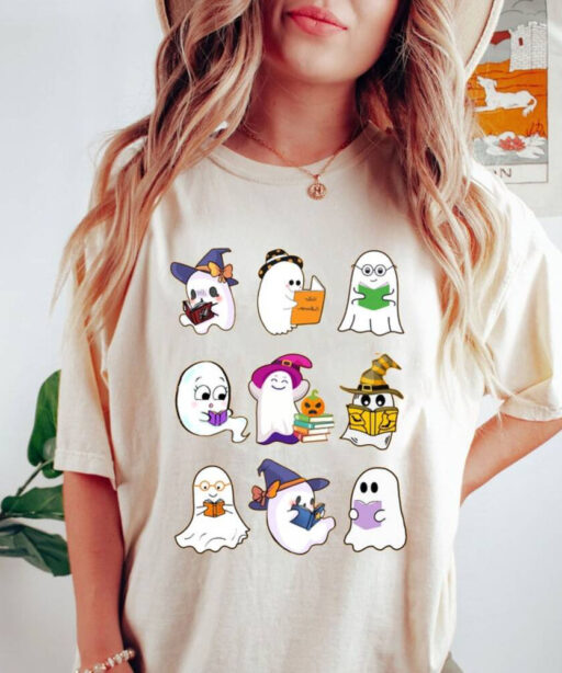 Ghost Reading Shirt, Teacher Halloween Shirt, Librarian Shirt, Book Lover Tshirt, Reading Shirt, Teacher Shirt, Halloween School Shirt