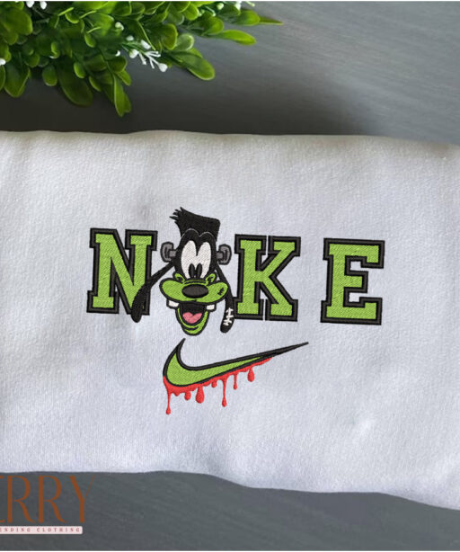 Green Goofy Disney Halloween Nike Embroidered Sweatshirt