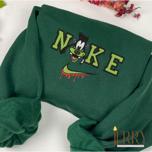 Green Goofy Disney Halloween Nike Embroidered Sweatshirt