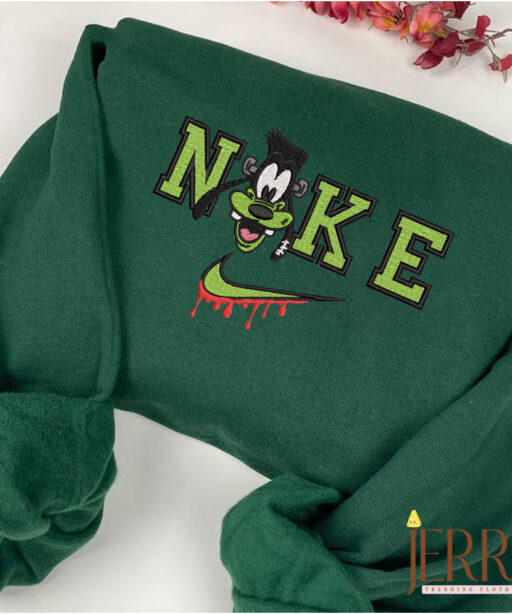 Green Goofy Disney Halloween Nike Embroidered Sweatshirt