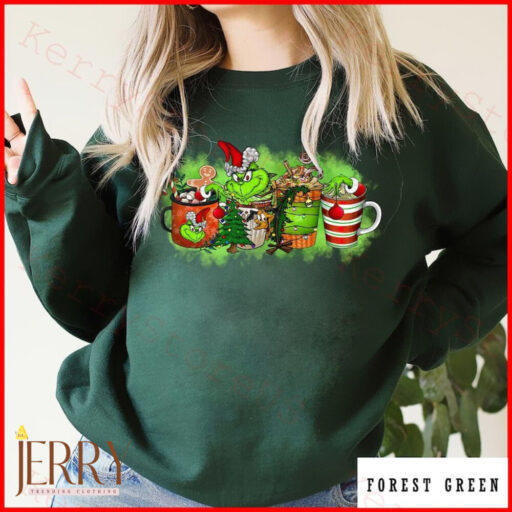 Grinch Face Coffee Drink Shirt, Grinch Santa Shirt, Grinch Face Shirt, Fall Shirt, Christmas Shirt, Holiday Season Shirt, Coffee Drink Tee