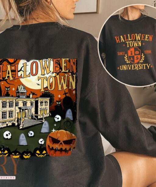 HalloweenTown 1998 Print Two Sides, Disney Halloween Hoodie, 2023 Halloween Party Sweatshirt, Halloween Town Fall Hoodie, Pumpkin Sweatshirt