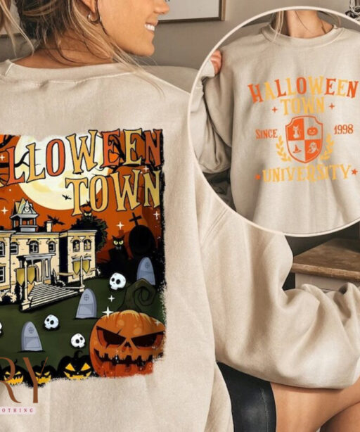 HalloweenTown 1998 Print Two Sides, Disney Halloween Hoodie, 2023 Halloween Party Sweatshirt, Halloween Town Fall Hoodie, Pumpkin Sweatshirt