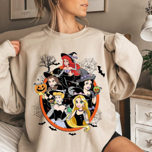 Halloween Disney Princess Comfort Color Shirt, Disney Princess Tee, Disney Halloween Women Sweatshirt, Witchy Tee, Disney Halloween Shirt