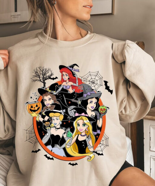 Halloween Disney Princess Comfort Color Shirt, Disney Princess Tee, Disney Halloween Women Sweatshirt, Witchy Tee, Disney Halloween Shirt