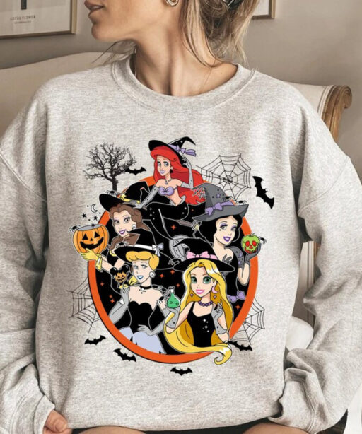 Halloween Disney Princess Comfort Color Shirt, Disney Princess Tee, Disney Halloween Women Sweatshirt, Witchy Tee, Disney Halloween Shirt