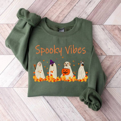 Halloween Dog Sweatshirt, Halloween Sweatshirt, Ghost Sweatshirt, Ghost Dog Shirt, 2023 Happy Halloween, Retro Spooky Season, Spooky Vibes