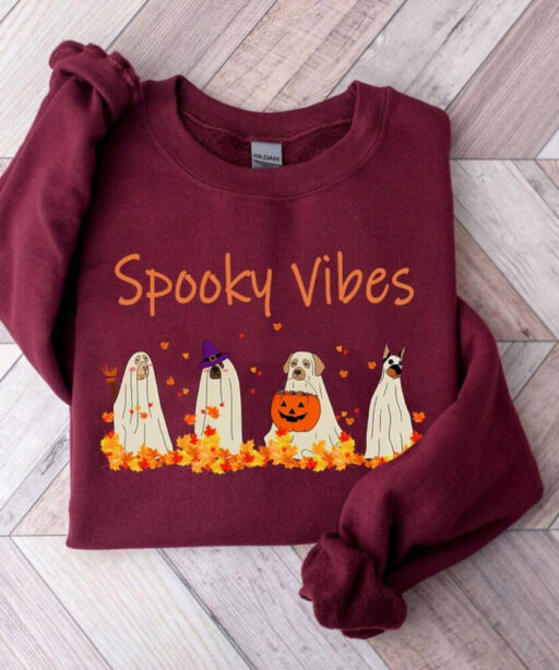 Halloween Dog Sweatshirt, Halloween Sweatshirt, Ghost Sweatshirt, Ghost Dog Shirt, 2023 Happy Halloween, Retro Spooky Season, Spooky Vibes