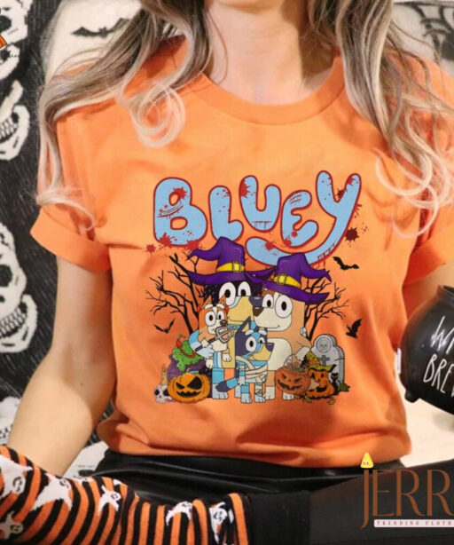 Blueys Bingo Pumpkin Halloween T-Shirt - Kids Costume Tee, Bluey Halloween