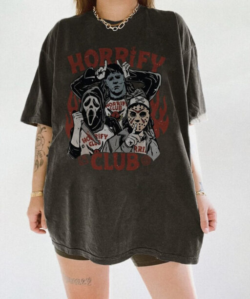 Halloween Horrify Club shirt, Vintage Halloween Horrify Club Shirt, Halloween Serial Killers Sweater, Scary Movie Fan Shirt, Horror Movie