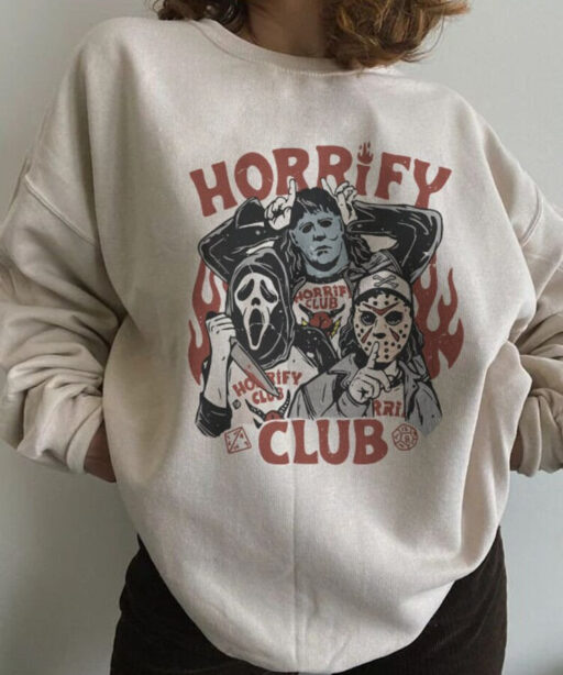 Halloween Horrify Club shirt, Vintage Halloween Horrify Club Shirt, Halloween Serial Killers Sweater, Scary Movie Fan Shirt, Horror Movie