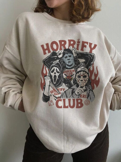 Halloween Horrify Club shirt, Vintage Halloween Horrify Club Shirt, Halloween Serial Killers Sweater, Scary Movie Fan Shirt, Horror Movie