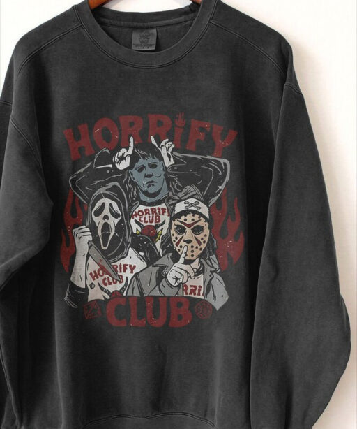 Halloween Horrify Club shirt, Vintage Halloween Horrify Club Shirt, Halloween Serial Killers Sweater, Scary Movie Fan Shirt, Horror Movie