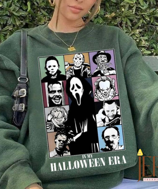 Halloween Horror Movie Sweatshirt, Scary Characters Sweatshirt, In My Horror Era, Eras Tour Sweatshirt, Halloween Party Sweatshirt