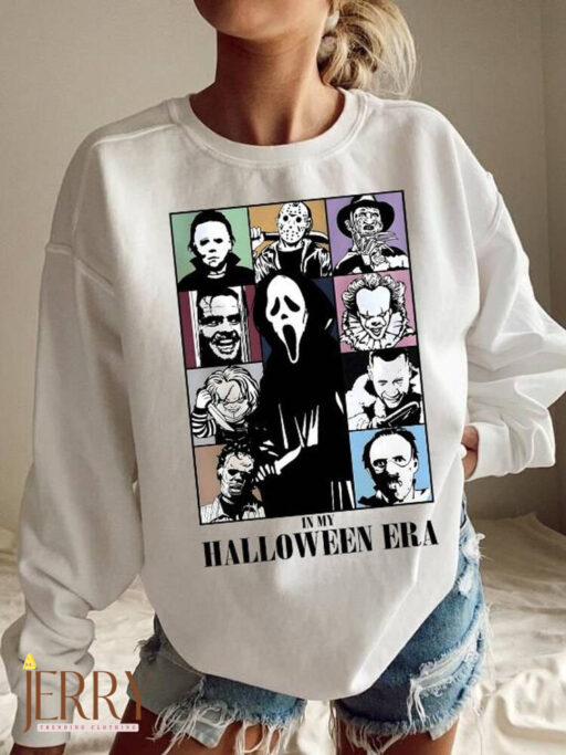 Halloween Horror Movie Sweatshirt, Scary Characters Sweatshirt, In My Horror Era, Eras Tour Sweatshirt, Halloween Party Sweatshirt