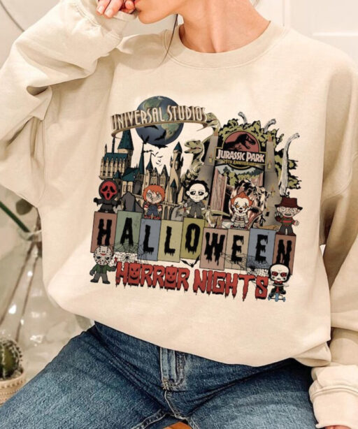 Halloween Horror Nights Universal Studios Comfort Color Shirt, Halloween Horror Characters Sweatshirt, Scary movie Shirt, Universal Studios