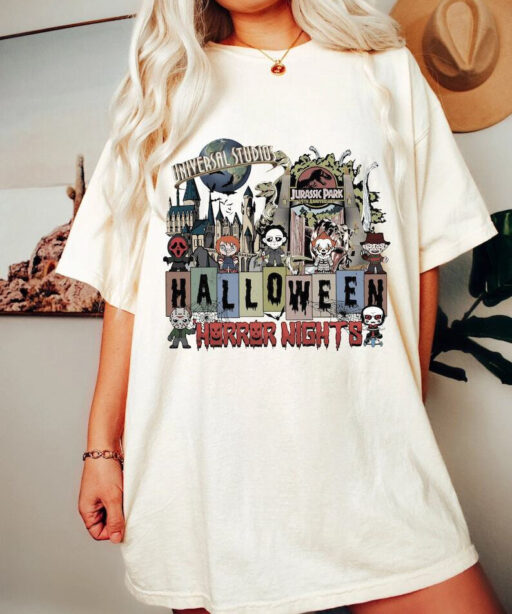 Halloween Horror Nights Universal Studios Comfort Color Shirt, Halloween Horror Characters Youth Shirt, Scary movie Shirt, Universal Studios
