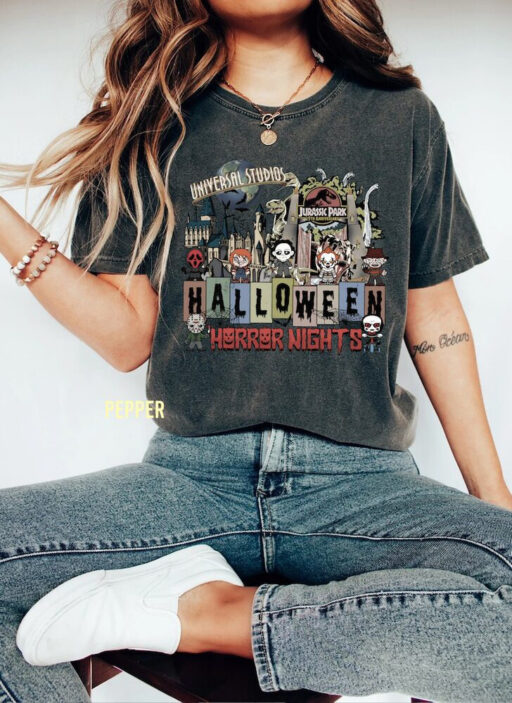 Halloween Horror Nights Universal Studios Comfort Color Shirt, Halloween Horror Characters Youth Shirt, Scary movie Shirt, Universal Studios