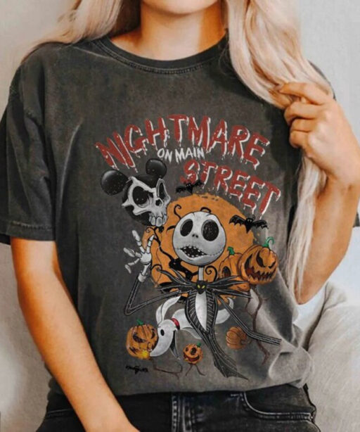 Halloween Nightmare Shirt, Spooky Season, Trick Or Treat, JACK and Sally Skellington Jack and Sally Skellington Nightmare on main street