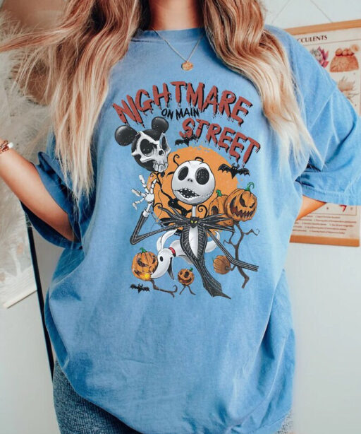 Halloween Nightmare Shirt, Spooky Season, Trick Or Treat, JACK and Sally Skellington Jack and Sally Skellington Nightmare on main street