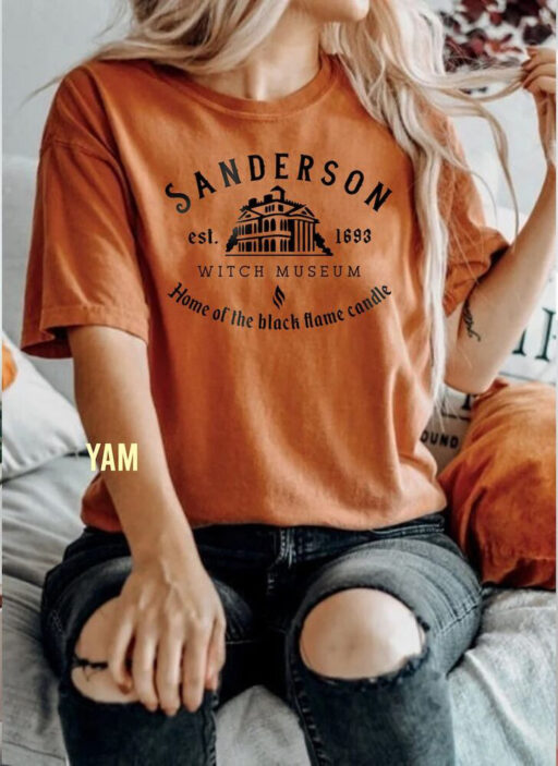 Halloween Sanderson Witch Museum Comfort Color Shirt, Halloween Sanderson Sisters Sweatshirt, Black Flame Candle Sweater, Witch Unisex Shirt