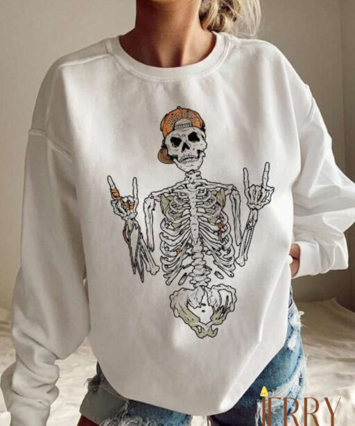 Halloween Skeleton Sweatshirt, Y2K Sweatshirt, Halloween Women Oversize Sweatshirt, Halloween Skeleton Sweater, Halloween Skull Sweatshirt