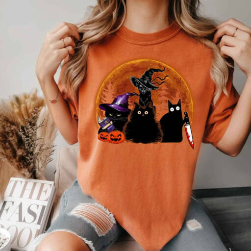 Halloween Sweatshirt, Black Cat Halloween Shirt, Cat Halloween Sweatshirt, Black Cat Shirt, Trick Or Treat Shirt, Fall Sweatshirt for Women