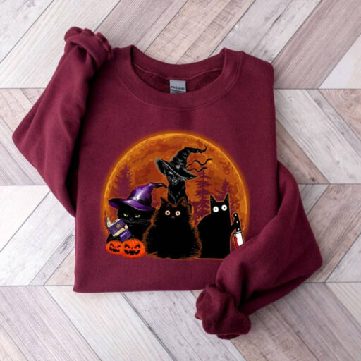 Halloween Sweatshirt, Black Cat Halloween Shirt, Cat Halloween Sweatshirt, Black Cat Shirt, Trick Or Treat Shirt, Fall Sweatshirt for Women