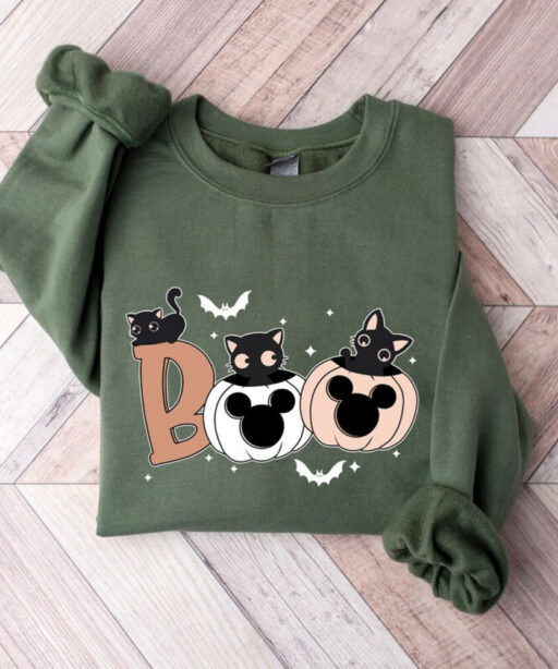 Halloween Sweatshirt, Cat Pumpkin Halloween Sweatshirt, Cat Shirt, Ghost Shirt, Cool Halloween Cat Shirt, Black Cat Shirt, 2023 Spooky Seas