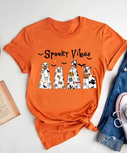 Halloween Sweatshirt, Halloween Sweater, Ghost Sweatshirt, Halloween Dog Sweatshirt,Ghost Dog Shirt,2023 Happy Halloween,Retro Spooky Season