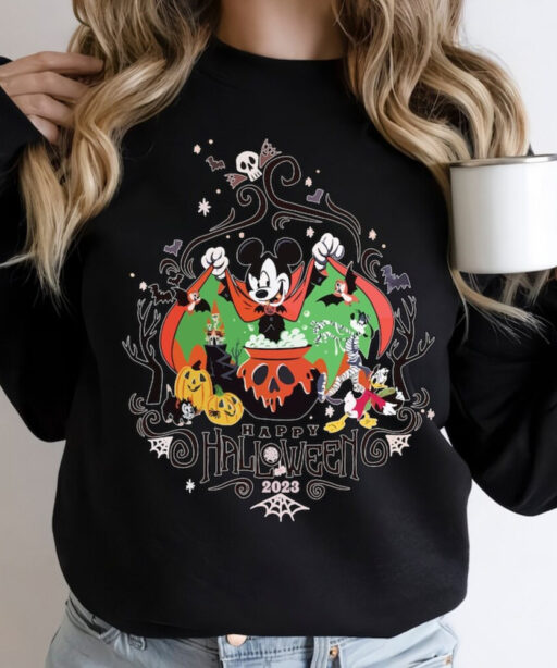 Halloween Sweatshirt, Retro Mickey Fantasia Halloween Comfort Color shirt, Disney Pumpkin shirt, Mickey's not so scary Halloween party 2023