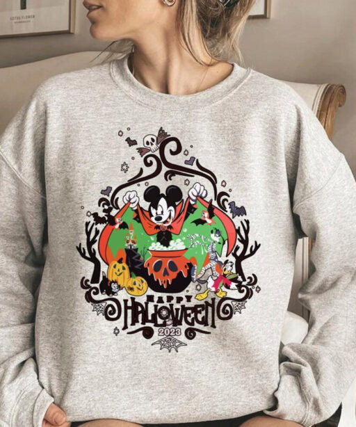 Halloween Sweatshirt, Retro Mickey Fantasia Halloween Comfort Color shirt, Disney Pumpkin shirt, Mickey's not so scary Halloween party 2023