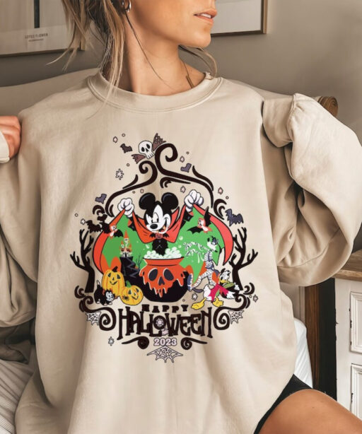 Halloween Sweatshirt, Retro Mickey Fantasia Halloween Comfort Color shirt, Disney Pumpkin shirt, Mickey's not so scary Halloween party 2023