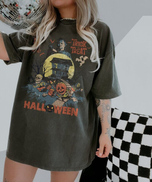 Halloween Trick and Treat shirt, Jason And Michael, Horror Movie Lover, Jason Vintage Shirt, friday the 13th, Skeleton, Horror Movie Killers