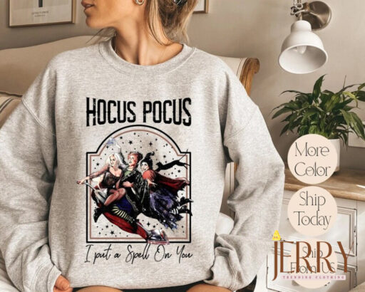 Halloween Vintage Sweatshirt, I Put A Spell On You Sweater, Sanderson Sisters Hocus Pocus Sweatshirt, Disney Halloween Sweatshirt